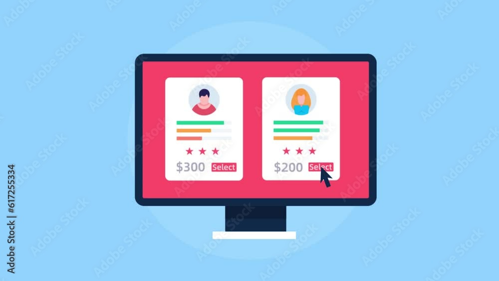Business recruitment, company hr management analysing resume, selecting right candidate for job, choosing freelancer for outsourcing work on pc screen, video animation. Business recruitment, company hr management analysing resume, selecting right candidate for job, choosing freelancer for outsourcing work on pc screen, video animation.