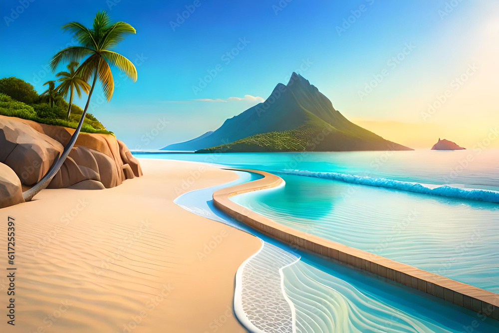 Naklejka premium Creative summer beach background