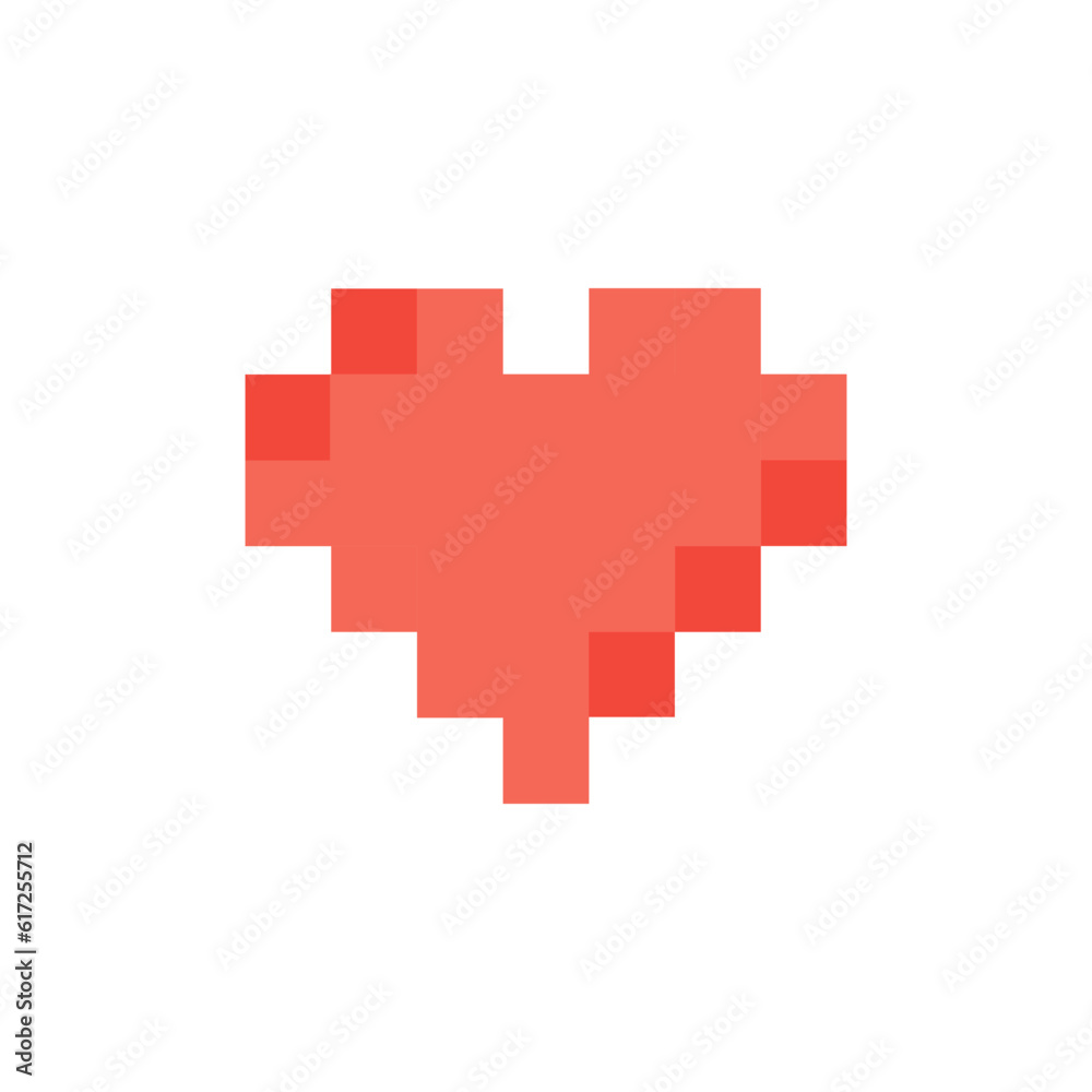 Heart in pixel art style on white background. Design for website, games and app. Vector illustration Heart in pixel art style on white background. Design for website, games and app. Vector illustration