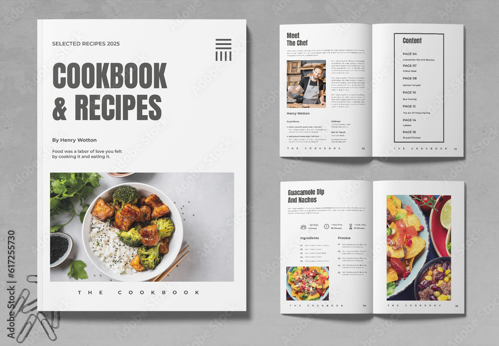 Cookbook Recipe Book Stock Template | Adobe Stock