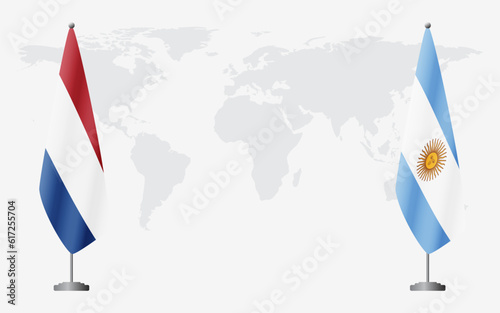Netherlands and Argentina flags for official meeting