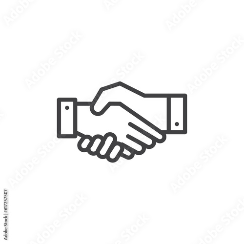 Partnership handshake line icon
