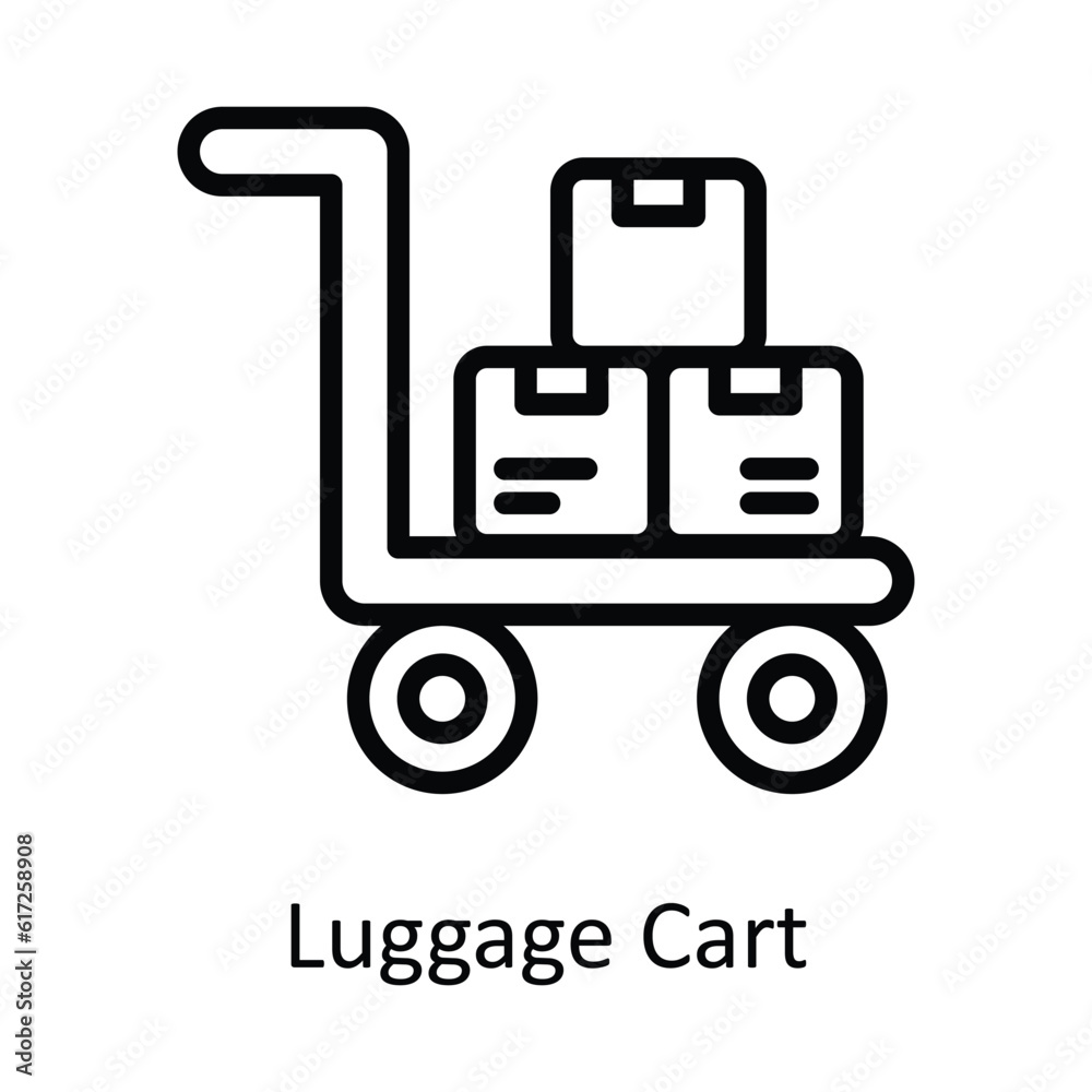Luggage Cart Vector outline Icon Design illustration. Shipping and delivery Symbol on White background EPS 10 File Luggage Cart Vector outline Icon Design illustration. Shipping and delivery Symbol on White background EPS 10 File