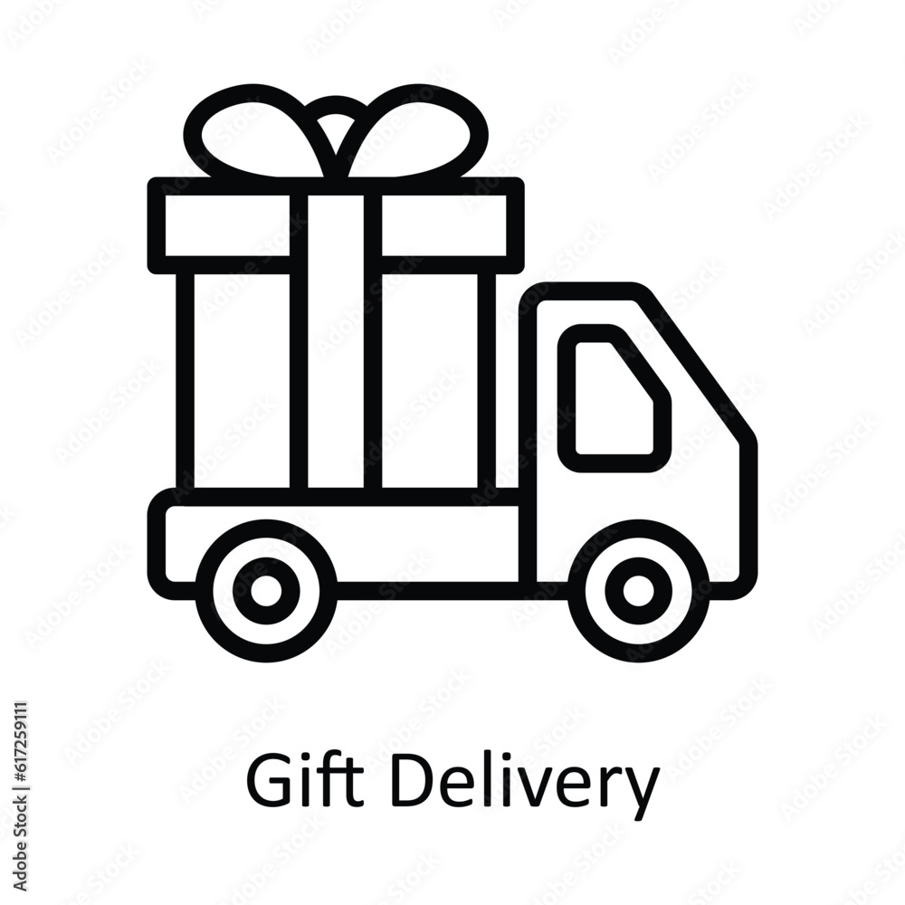 Gift Delivery Vector outline Icon Design illustration. Shipping and delivery Symbol on White background EPS 10 File Gift Delivery Vector outline Icon Design illustration. Shipping and delivery Symbol on White background EPS 10 File