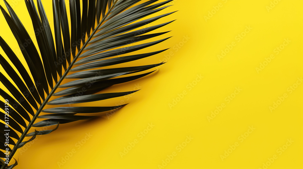 Fototapeta premium Illustrations palm leaf on yellow background