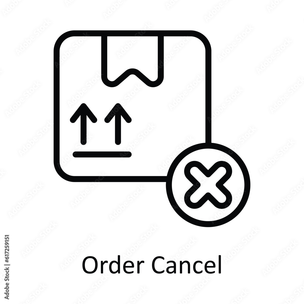 Order Cancel Vector outline Icon Design illustration. Shipping and delivery Symbol on White background EPS 10 File Order Cancel Vector outline Icon Design illustration. Shipping and delivery Symbol on White background EPS 10 File
