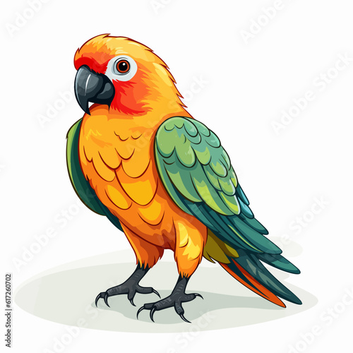 Colorful Charmer: Sun Conure in Vector Cartoon Style