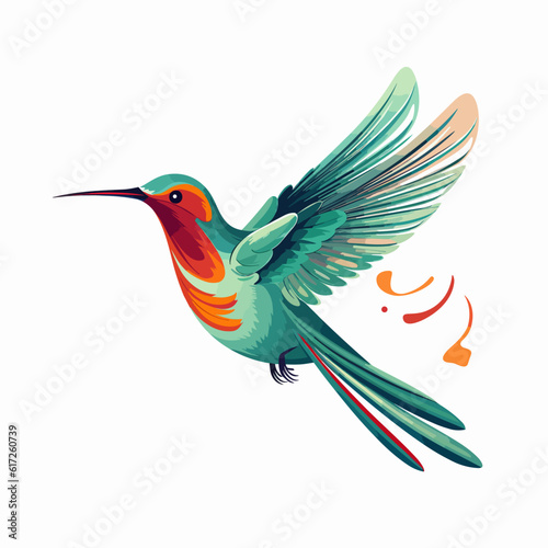 Tiny Marvel: Hummingbird in Vector Cartoon Style