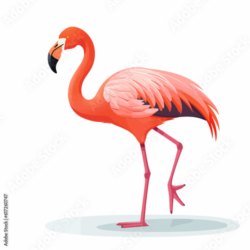 Elegant Stance: Flamingo in Vector Cartoon Style
