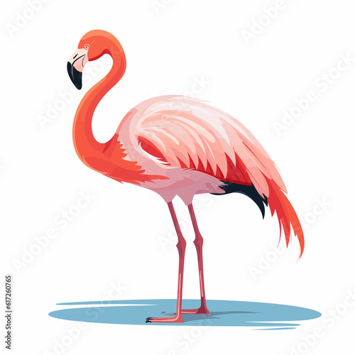 Elegant Stance: Flamingo in Vector Cartoon Style