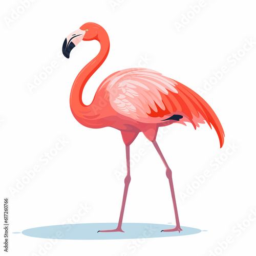 Elegant Stance: Flamingo in Vector Cartoon Style