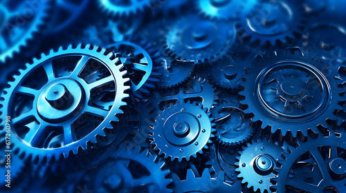 Blue gears technology background created with Generative AI