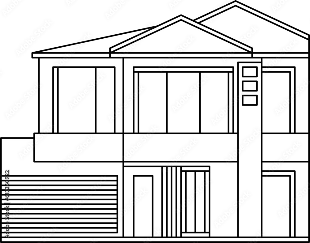 Building House Outline Illustration Vector Building House Outline Illustration Vector