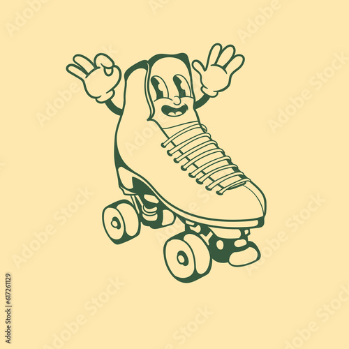 Vintage character design of a roller skate