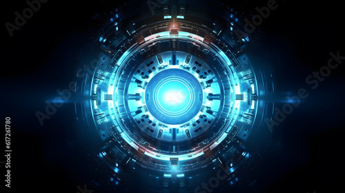 abstract technology blue background with circles created with Generative AI