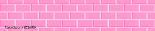 Pink metro tile seamless pattern. Ceramic or stone brick wall background. Kitchen backsplash, baby girl room, bathroom or shower floor texture. Interior or exterior decoration. Vector illustration