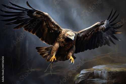 Golden Eagle in flight. 