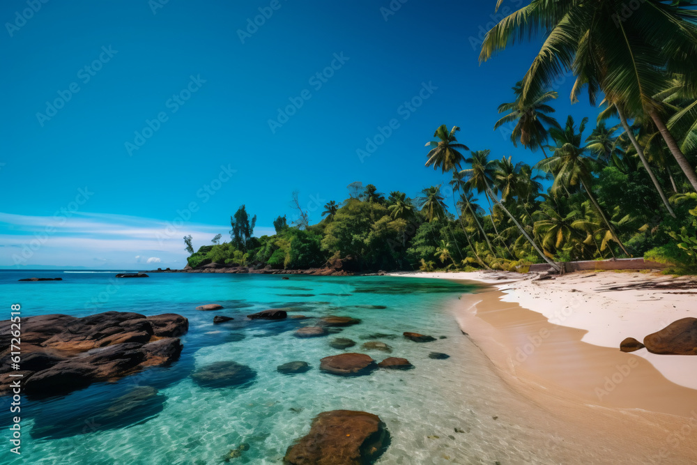 Fototapeta premium Beautiful outdoor tropical beach and sea in paradise island photography