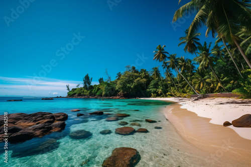 Beautiful outdoor tropical beach and sea in paradise island photography