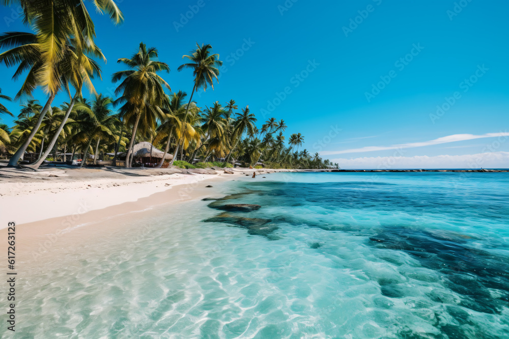 Fototapeta premium Beautiful outdoor tropical beach and sea in paradise island photography