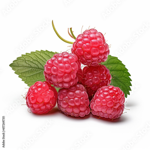 Illustration, AI generation. a bunch of raspberries.
