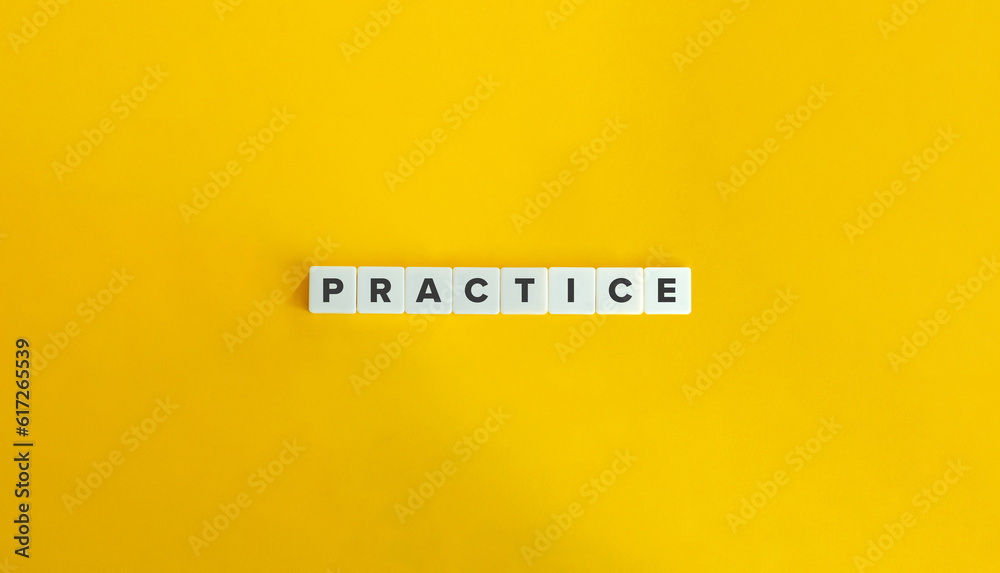 Practice Word on Block Letter Tiles on Yellow Background. Minimal Aesthetic. Practice Word on Block Letter Tiles on Yellow Background. Minimal Aesthetic.