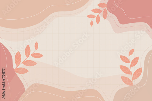 Abstract waving aesthetic pastel background with flower