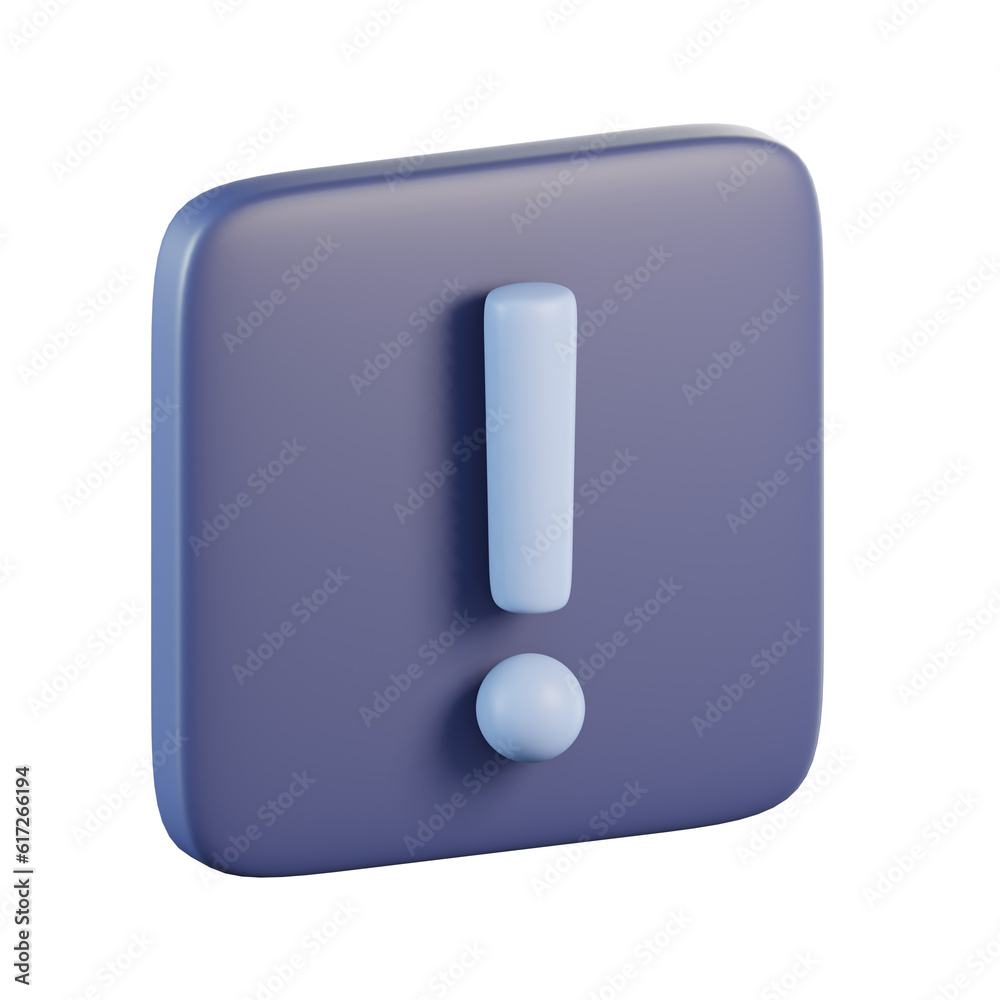 Rectangle Alert Exclamation Sign 3D Icon Rectangle Alert Exclamation Sign 3D Icon