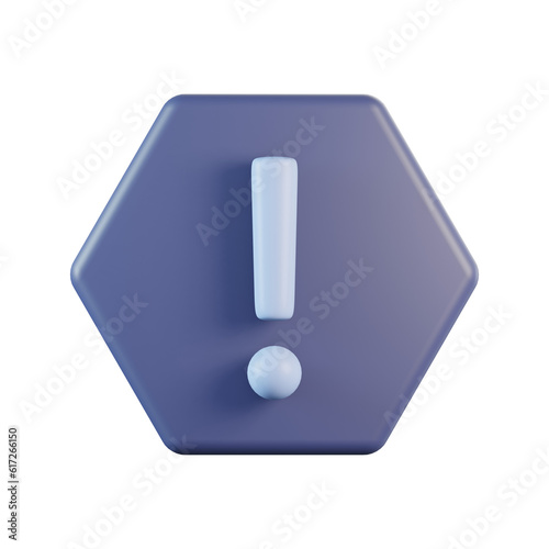 Hexagon Exclamation Sign 3D Icon