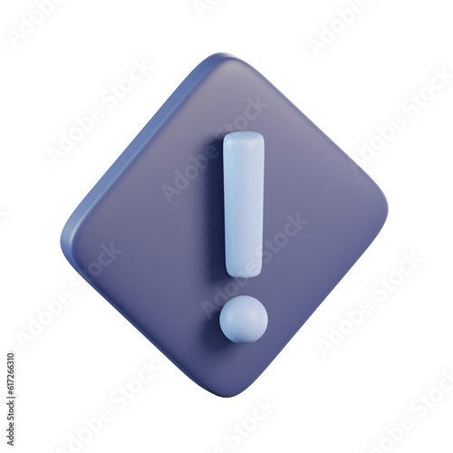 Diamond Alert Exclamation Sign 3D Icon