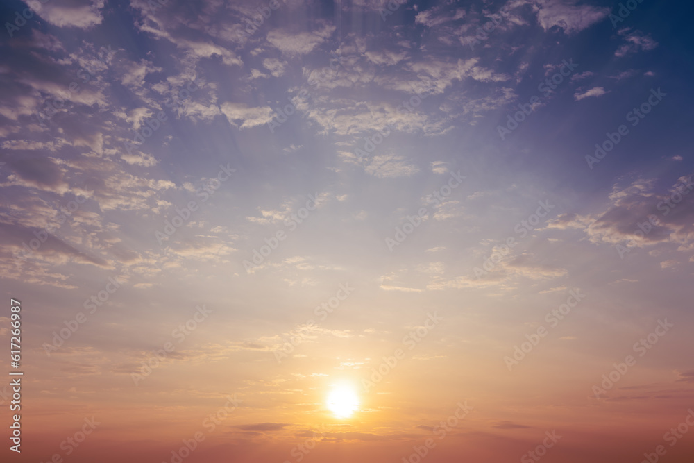 Beautiful sunrise landscape in morning skies with cloud scape. nature background. begin your day with a great thing.