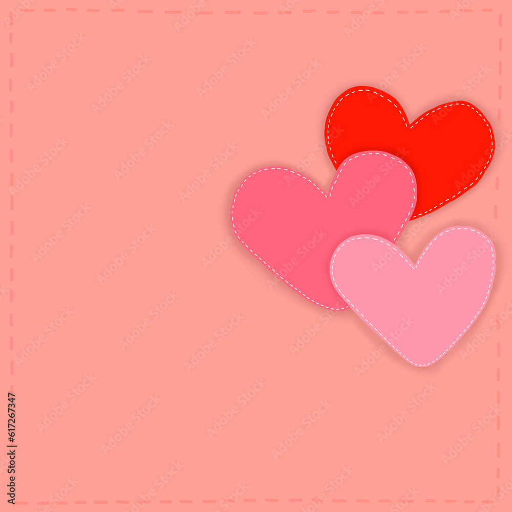 Valentine's Day style background with Heart Pattern Sewing Design