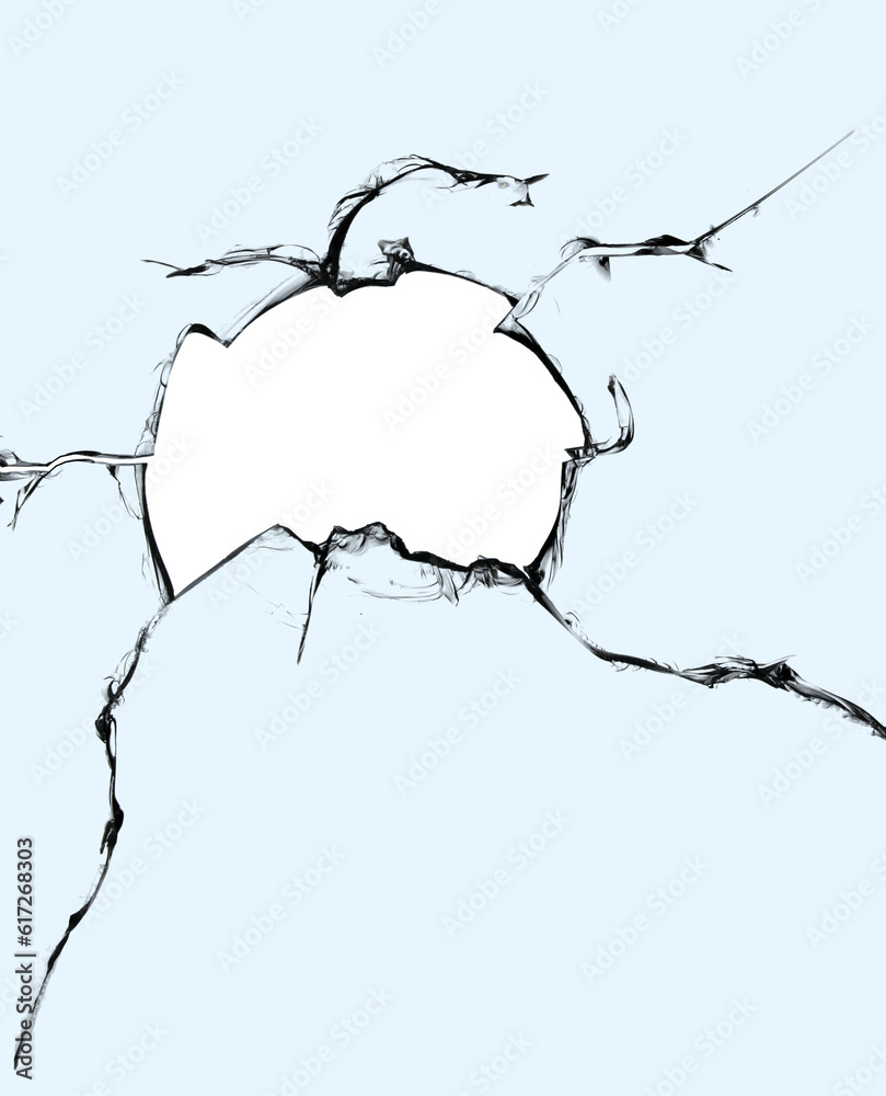 Broken glass with a hole and cracks. Effect for design. Texture with translucent background in png format. Broken glass with a hole and cracks. Effect for design. Texture with translucent background in png format.