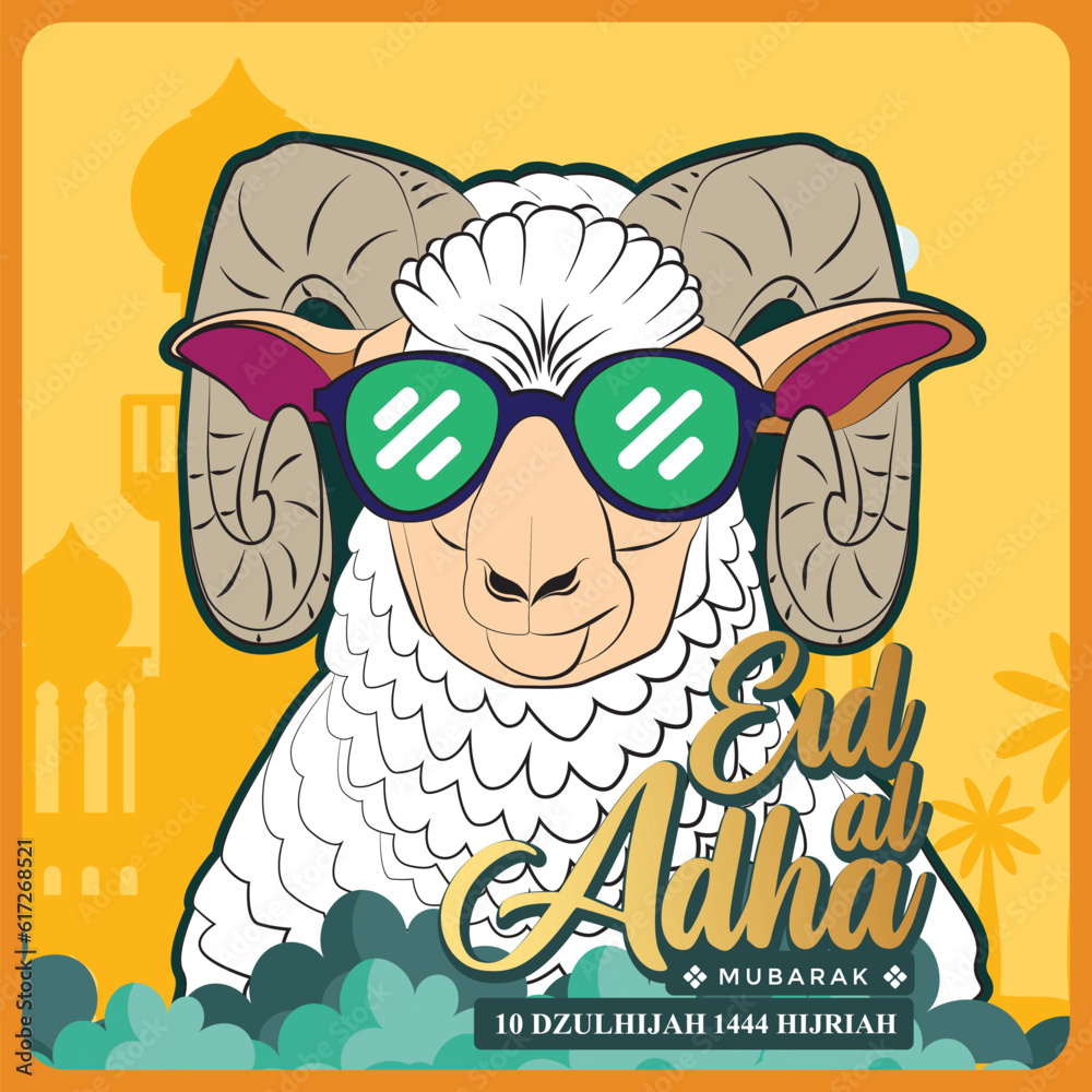 Eid al adha vector with animal farm object Eid al adha vector with animal farm object