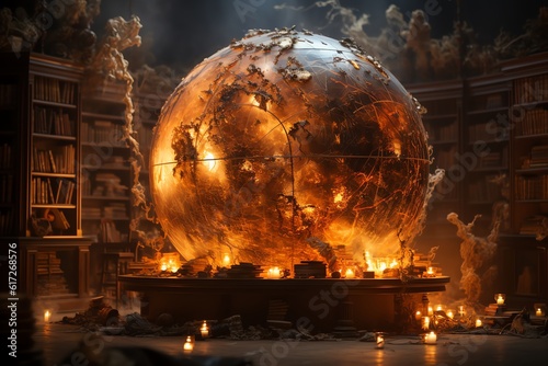 Burning globe representation of our planet