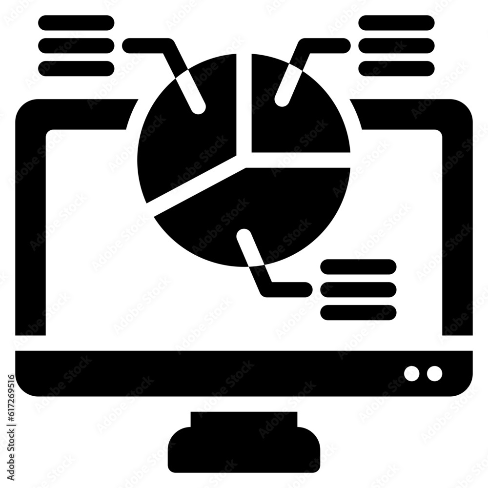 Computer analytics icon in solid style, use for website mobile app presentation Computer analytics icon in solid style, use for website mobile app presentation