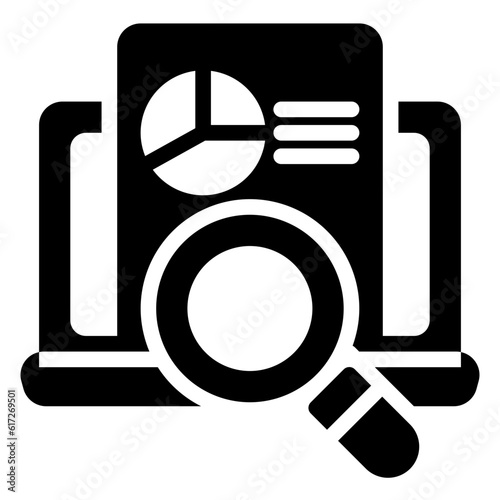 Search data icon in solid style, use for website mobile app presentation