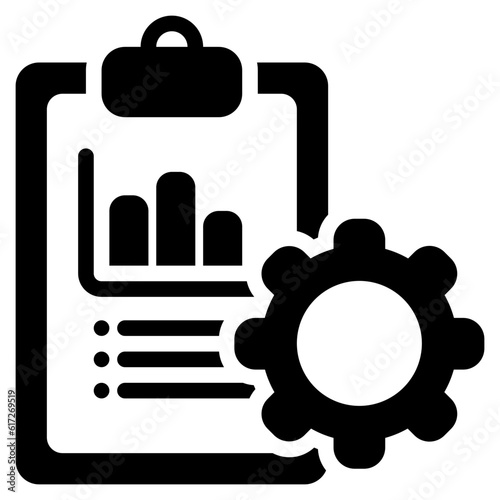 Clipboard analytics icon in solid style, use for website mobile app presentation
