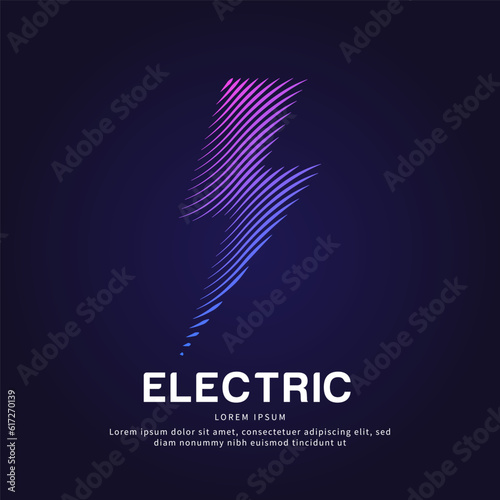 Vector logo Lightning color silhouette on a dark background. Electric power Vector logotype illustration. Flash bolt  logo vector template suitable for organization, company or community. EPS 10