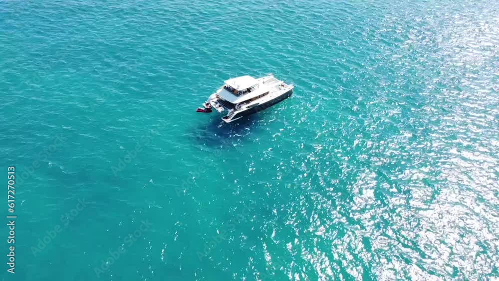 Aerial view of boat in the ocean 2K