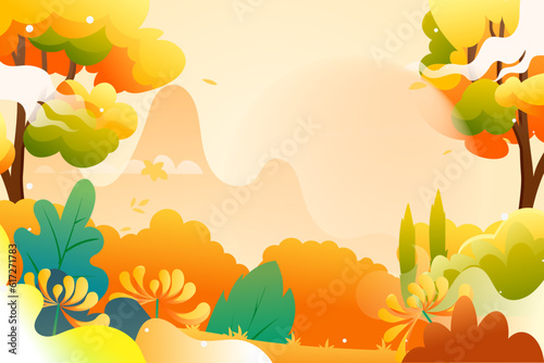 Autumn Double Ninth Festival parent-child tour, Liqiu solar terms, old people climb high and enjoy autumn illustration