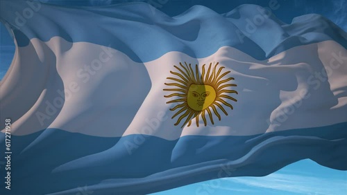 Waving flag loop. National flag of Argentina