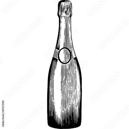 Hand drawn Bottle of Champagne Sketch Illustration