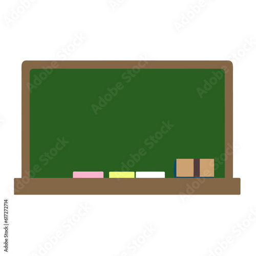 シンプルな主線なし黒板イラスト 緑 学校 教室 