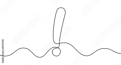 Exclamation Mark Continuous Line Art Sign Drawing Point Single. Bold Exclamation Mark Vector Illustration: Grab Attention and Solve Problems. Best Vector Illustration Important Messages and Warnings
