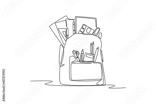 Continuous one line drawing Back to school concept. Single line draw design vector graphic illustration.