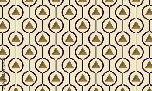 Seamless abstract chain pattern on beige ilustration. Abstract background texture in geometric ornamental style.