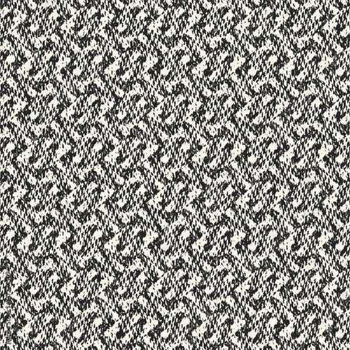 Monochrome Woven Textured Ornate Checked Pattern