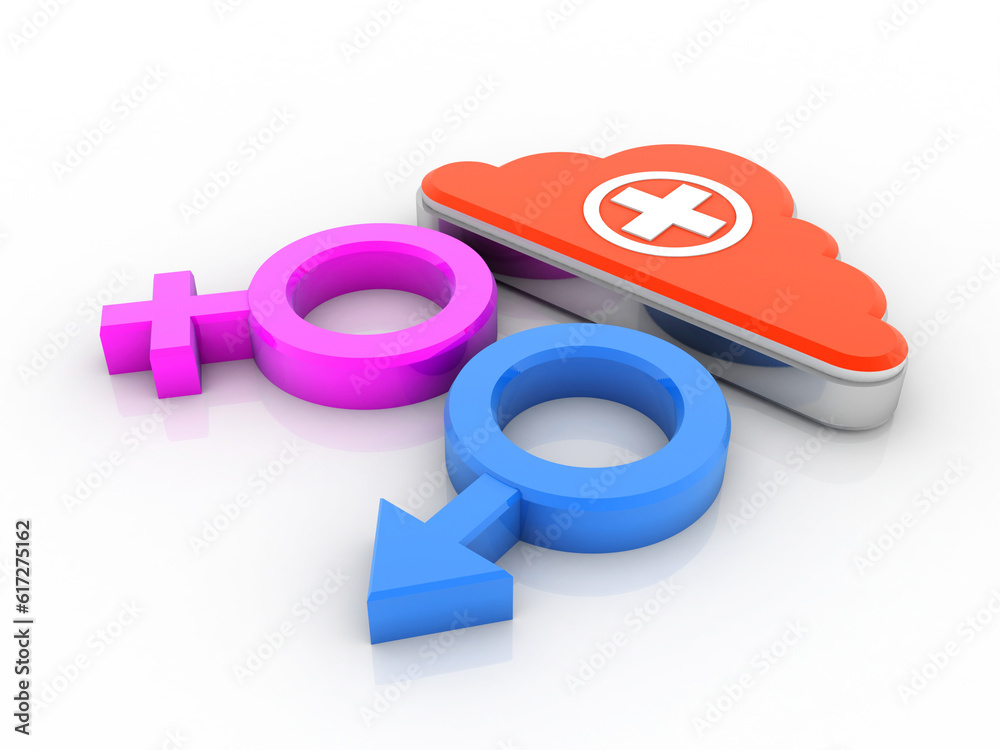 3D rendering Gender symbols of man and woman in cloud first aid box
3D rendering Gender symbols of man and woman in cloud first aid box