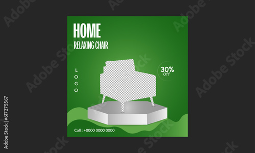 Furniture social media post design in gradient background.